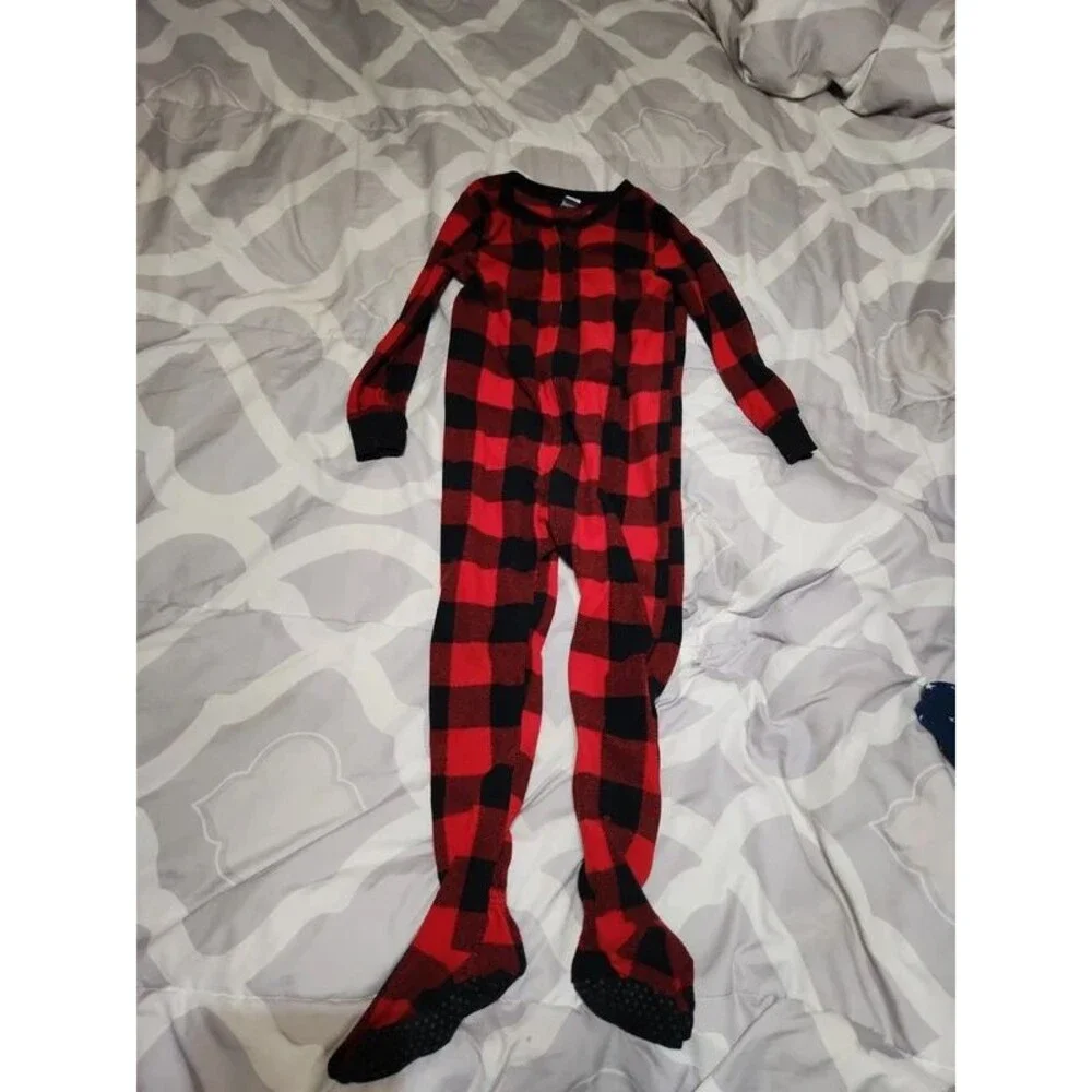 Old Navy Unisex Matching Plaid Footed One-Piece Pajamas for Toddler